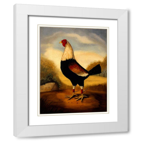 First Fighting Cock White Modern Wood Framed Art Print with Double Matting by Churchill, Alexandra