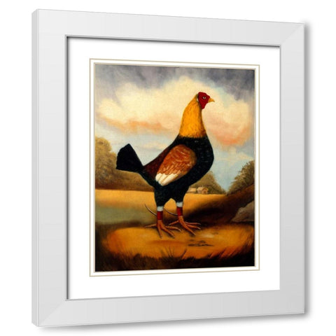 Second Fighting Cock White Modern Wood Framed Art Print with Double Matting by Churchill, Alexandra