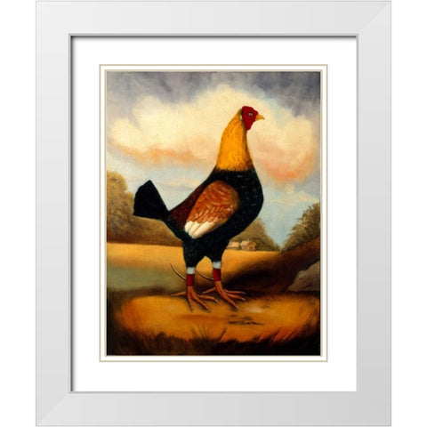 Second Fighting Cock White Modern Wood Framed Art Print with Double Matting by Churchill, Alexandra