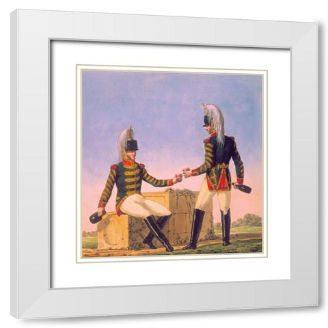 French Army, 1er Regiment de Cuirassiers White Modern Wood Framed Art Print with Double Matting by Vernet, Carle
