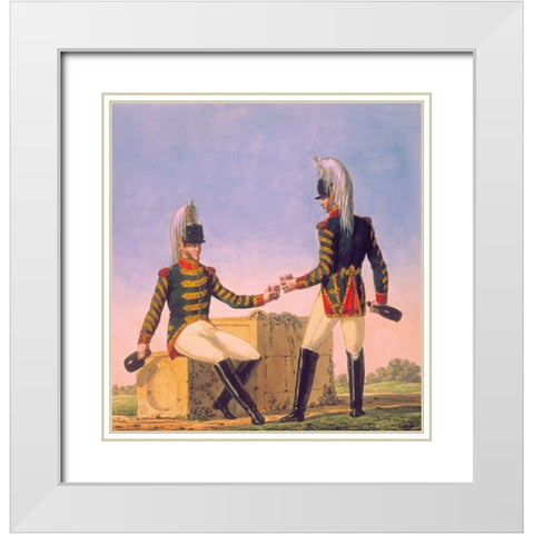 French Army, 1er Regiment de Cuirassiers White Modern Wood Framed Art Print with Double Matting by Vernet, Carle