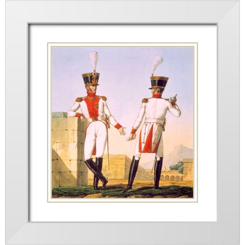 French Army, Bataillion de la Garde de Paris White Modern Wood Framed Art Print with Double Matting by Vernet, Carle