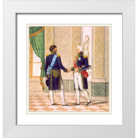 French Army, Officiers Generaux White Modern Wood Framed Art Print with Double Matting by Vernet, Carle