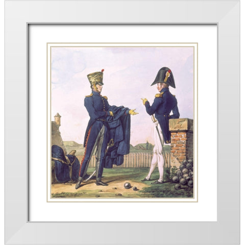 French Army, Artilleurs White Modern Wood Framed Art Print with Double Matting by Vernet, Carle