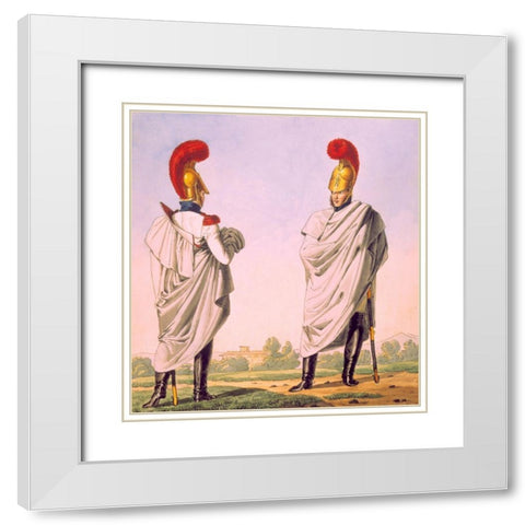 French Army, Reg de Carabiniers White Modern Wood Framed Art Print with Double Matting by Vernet, Carle