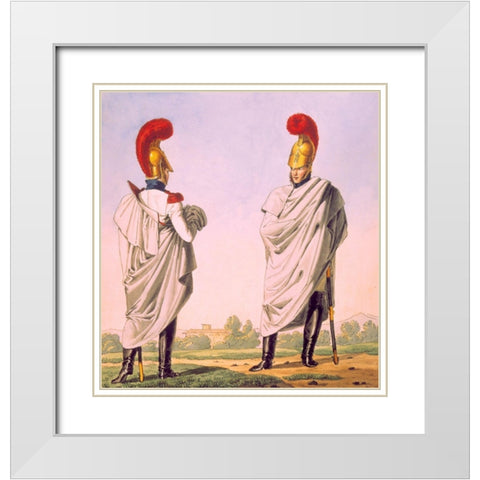 French Army, Reg de Carabiniers White Modern Wood Framed Art Print with Double Matting by Vernet, Carle