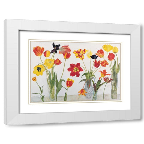Red and Yellow Tulips White Modern Wood Framed Art Print with Double Matting by Blackadder, Elizabeth