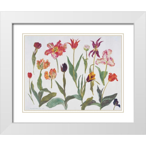 Tulips White Modern Wood Framed Art Print with Double Matting by Blackadder, Elizabeth