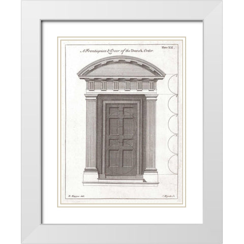 Door, Doric Order White Modern Wood Framed Art Print with Double Matting by Hoppus, Edward