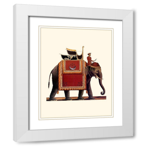 Indian Ceremonial Elephant- Red White Modern Wood Framed Art Print with Double Matting by Anonymous