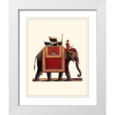 Indian Ceremonial Elephant- Red White Modern Wood Framed Art Print with Double Matting by Anonymous