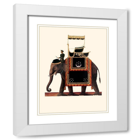 Indian Ceremonial Elephant- Black White Modern Wood Framed Art Print with Double Matting by Anonymous