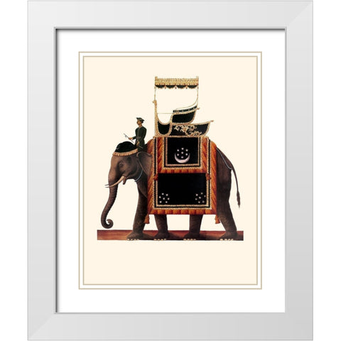 Indian Ceremonial Elephant- Black White Modern Wood Framed Art Print with Double Matting by Anonymous