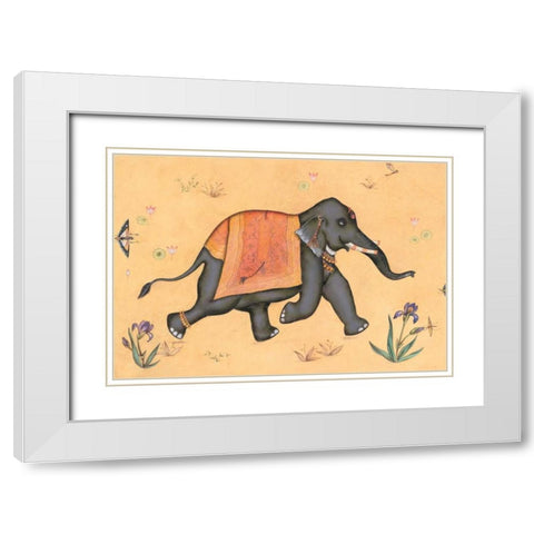 Elephant-Indian Animals White Modern Wood Framed Art Print with Double Matting by Gynn, Fran
