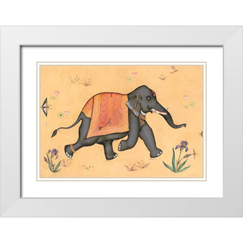 Elephant-Indian Animals White Modern Wood Framed Art Print with Double Matting by Gynn, Fran
