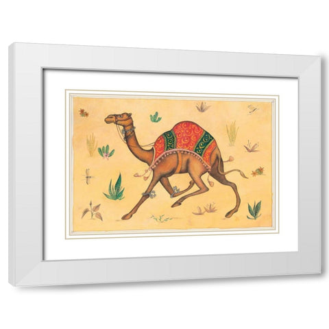 Camel-Indian Animals White Modern Wood Framed Art Print with Double Matting by Gynn, Fran