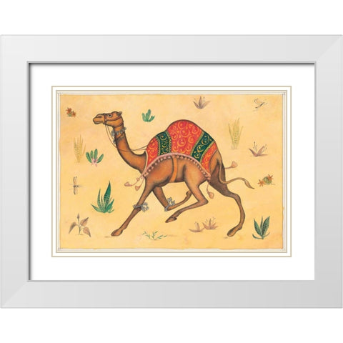 Camel-Indian Animals White Modern Wood Framed Art Print with Double Matting by Gynn, Fran