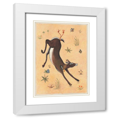 Black Deer-Doe-Indian Animals White Modern Wood Framed Art Print with Double Matting by Gynn, Fran