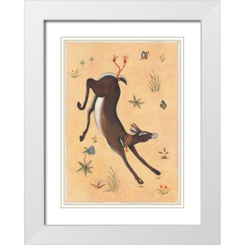 Black Deer-Doe-Indian Animals White Modern Wood Framed Art Print with Double Matting by Gynn, Fran
