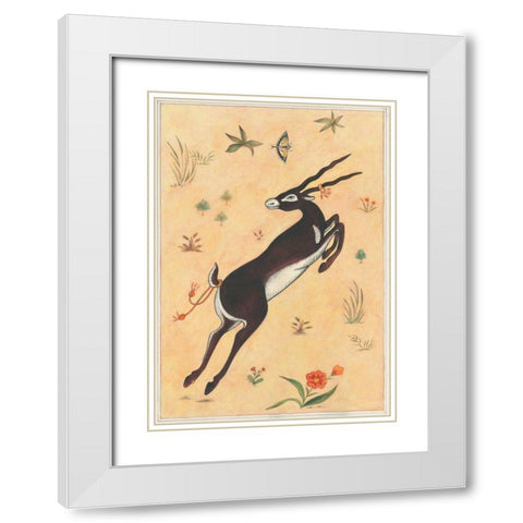 Black Deer-Buck-Indian Animals White Modern Wood Framed Art Print with Double Matting by Gynn, Fran