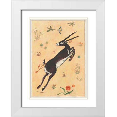 Black Deer-Buck-Indian Animals White Modern Wood Framed Art Print with Double Matting by Gynn, Fran
