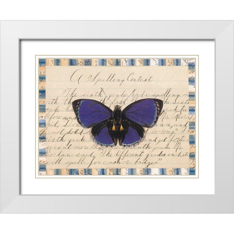 Butterfly Collage, Spelling Contest White Modern Wood Framed Art Print with Double Matting by Gould-Porter, William