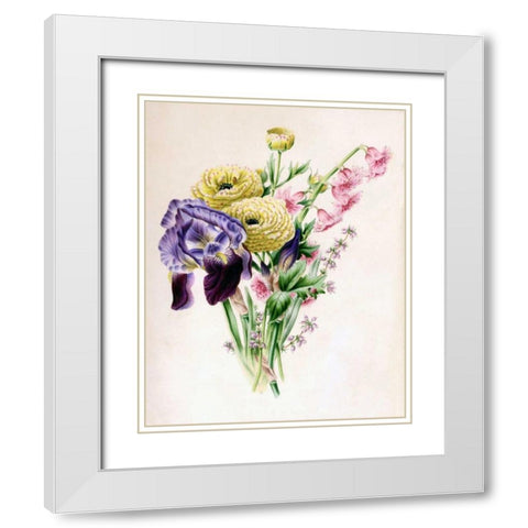 Iris White Modern Wood Framed Art Print with Double Matting by Andrews, James