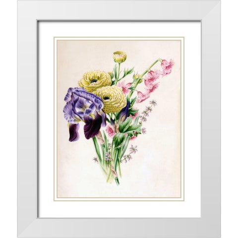 Iris White Modern Wood Framed Art Print with Double Matting by Andrews, James