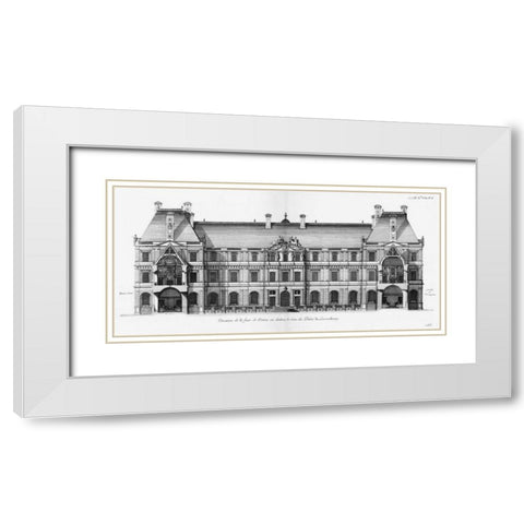 Palais du Luxembourg, Elevation- Courtyard White Modern Wood Framed Art Print with Double Matting by Blondel, Jacques Francois