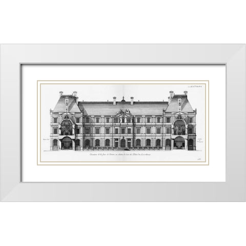 Palais du Luxembourg, Elevation- Courtyard White Modern Wood Framed Art Print with Double Matting by Blondel, Jacques Francois
