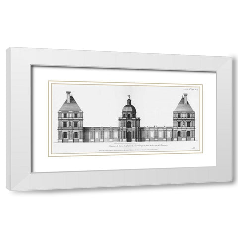 Palais du Luxembourg, Elevation- Entrance White Modern Wood Framed Art Print with Double Matting by Blondel, Jacques Francois
