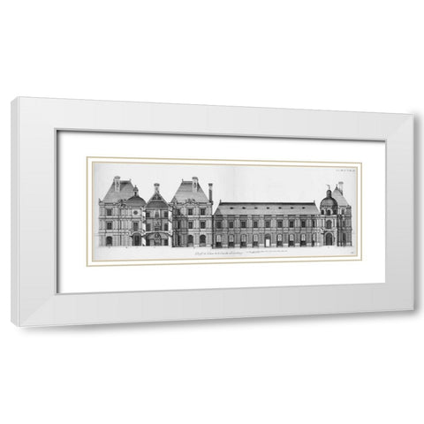 Palais du Luxembourg, Elevation and Section White Modern Wood Framed Art Print with Double Matting by Blondel, Jacques Francois