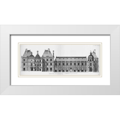 Palais du Luxembourg, Elevation and Section White Modern Wood Framed Art Print with Double Matting by Blondel, Jacques Francois