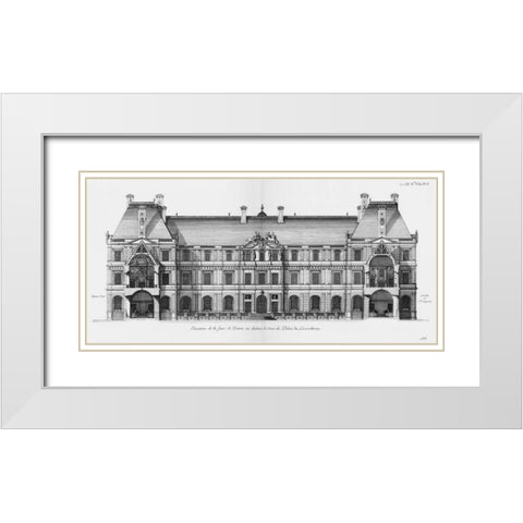 Palais du Luxembourg, Elevation- Garden White Modern Wood Framed Art Print with Double Matting by Blondel, Jacques Francois