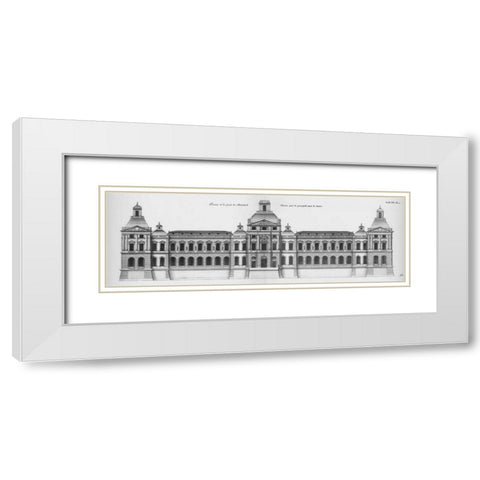 Louvre, Elevation of the Principal Facade White Modern Wood Framed Art Print with Double Matting by Blondel, Jacques Francois