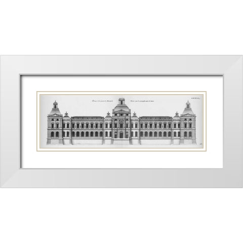 Louvre, Elevation of the Principal Facade White Modern Wood Framed Art Print with Double Matting by Blondel, Jacques Francois