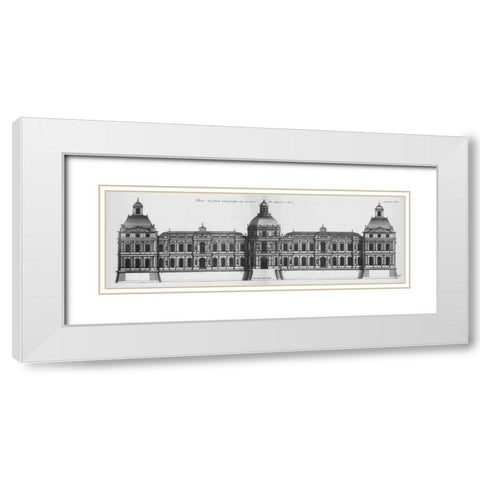 Louvre, Elevation of the Principal Facade White Modern Wood Framed Art Print with Double Matting by Blondel, Jacques Francois