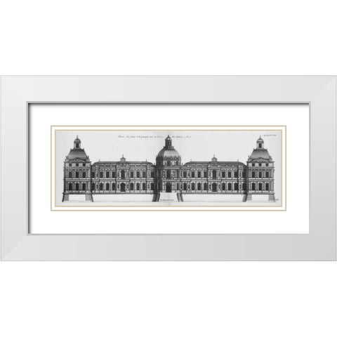 Louvre, Elevation of the Principal Facade White Modern Wood Framed Art Print with Double Matting by Blondel, Jacques Francois