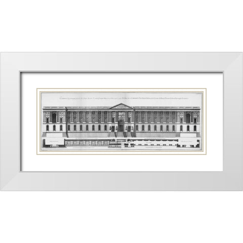 Louvre, Principal Facade White Modern Wood Framed Art Print with Double Matting by Blondel, Jacques Francois