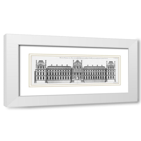 Louvre, Elevation South Facade Facing River White Modern Wood Framed Art Print with Double Matting by Blondel, Jacques Francois