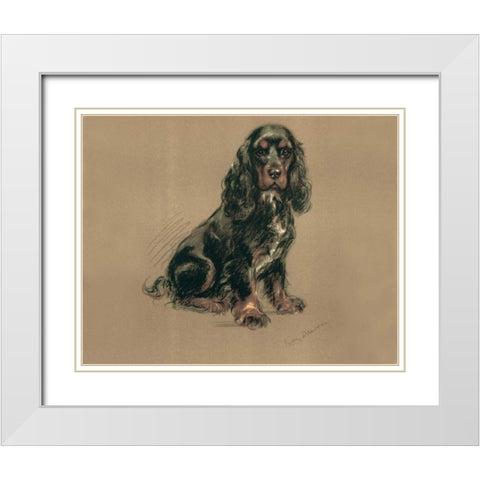 Spaniel White Modern Wood Framed Art Print with Double Matting by Dawson, Lucy