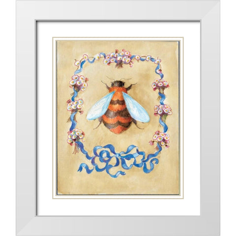 Honey Bee and Daisies White Modern Wood Framed Art Print with Double Matting by Neil, Lucy