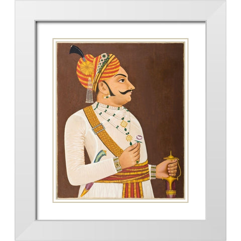 Thakur Yasanta Singhji White Modern Wood Framed Art Print with Double Matting by Anon, Mughal c1890