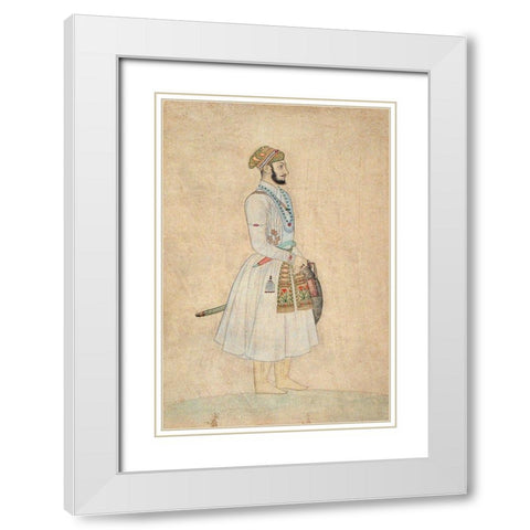 Shah Alam Bahadur White Modern Wood Framed Art Print with Double Matting by Anon, Mughal c1690