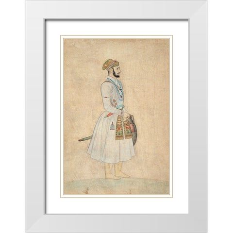 Shah Alam Bahadur White Modern Wood Framed Art Print with Double Matting by Anon, Mughal c1690