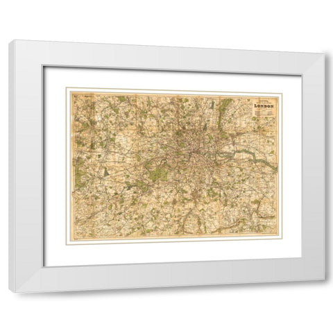 Map of London, 1902 White Modern Wood Framed Art Print with Double Matting by Bacon, George Washington
