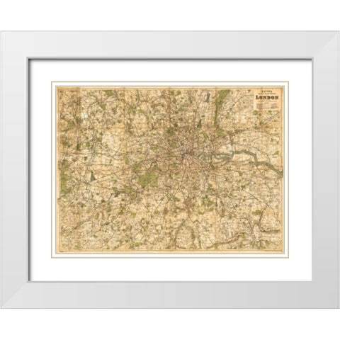 Map of London, 1902 White Modern Wood Framed Art Print with Double Matting by Bacon, George Washington