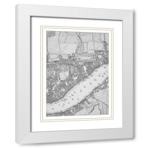 Roque Sectional map of London 1748 White Modern Wood Framed Art Print with Double Matting by Roque, John