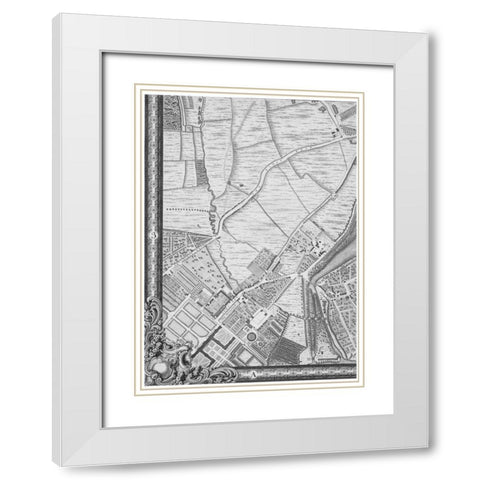 Roque Sectional map of London 1748 White Modern Wood Framed Art Print with Double Matting by Roque, John