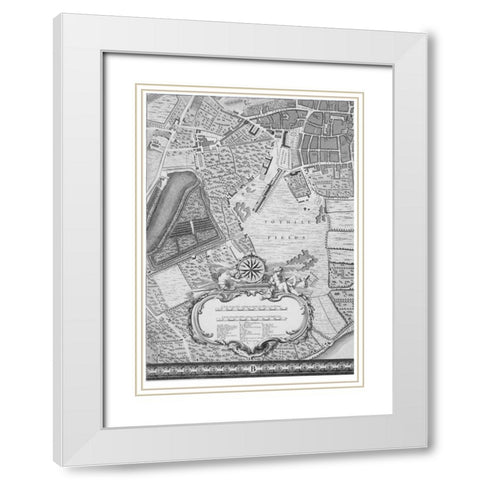 Roque Sectional map of London 1748 White Modern Wood Framed Art Print with Double Matting by Roque, John